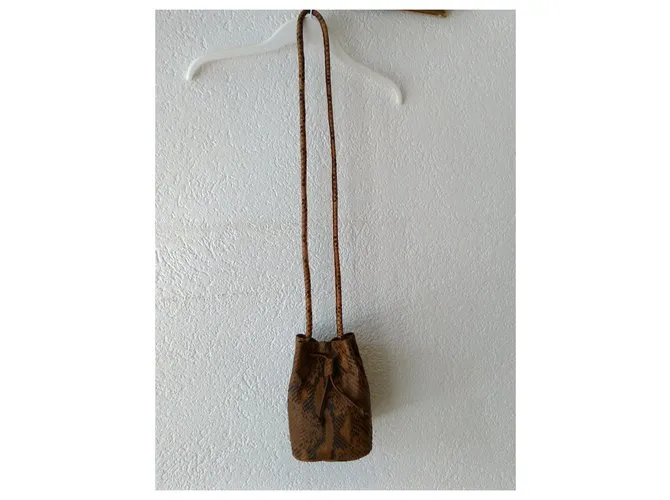 Autre Marque OMBELINE Paris Bag en piel de serpiente Castaño 