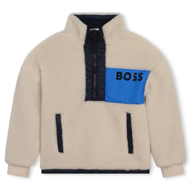 BOSS Suéter de felpa con cuello