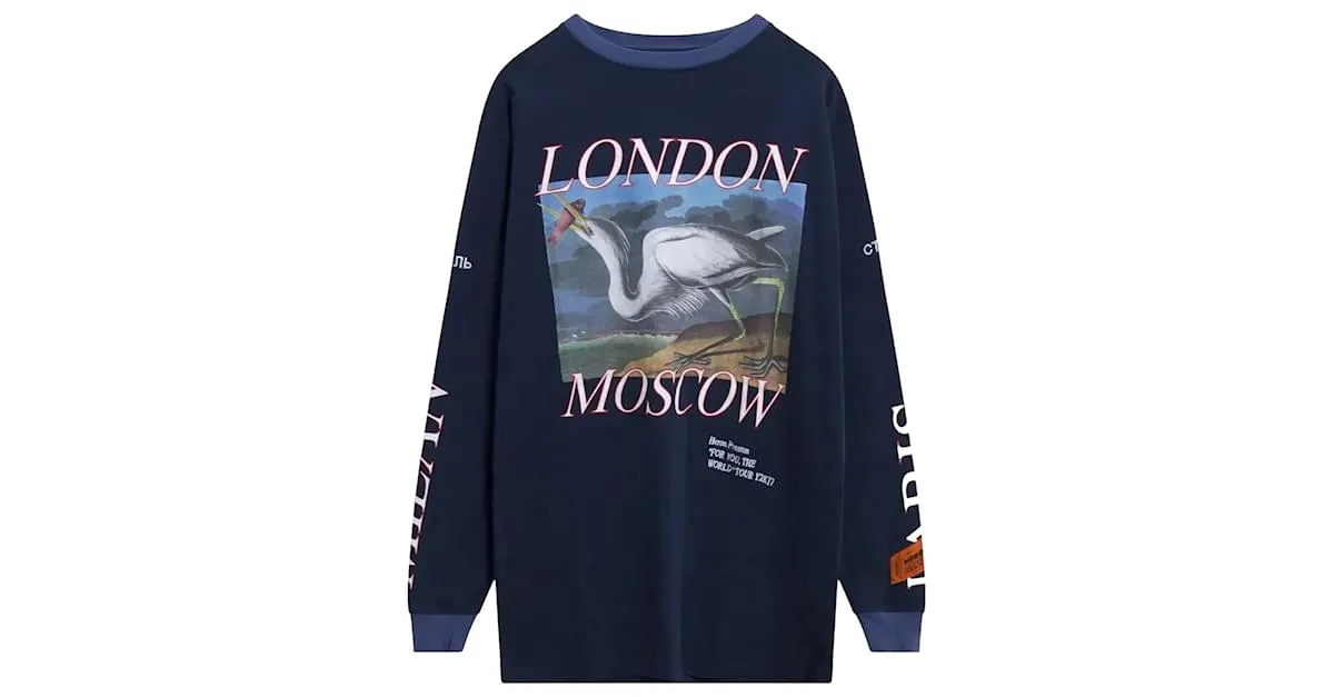 Heron Preston Gira mundial de manga larga Azul 