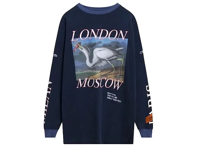 Heron Preston Gira mundial de manga larga Azul 