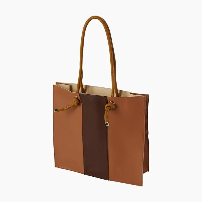 O bag knots galleta y marrón oscuro efecto nappa estampado snake