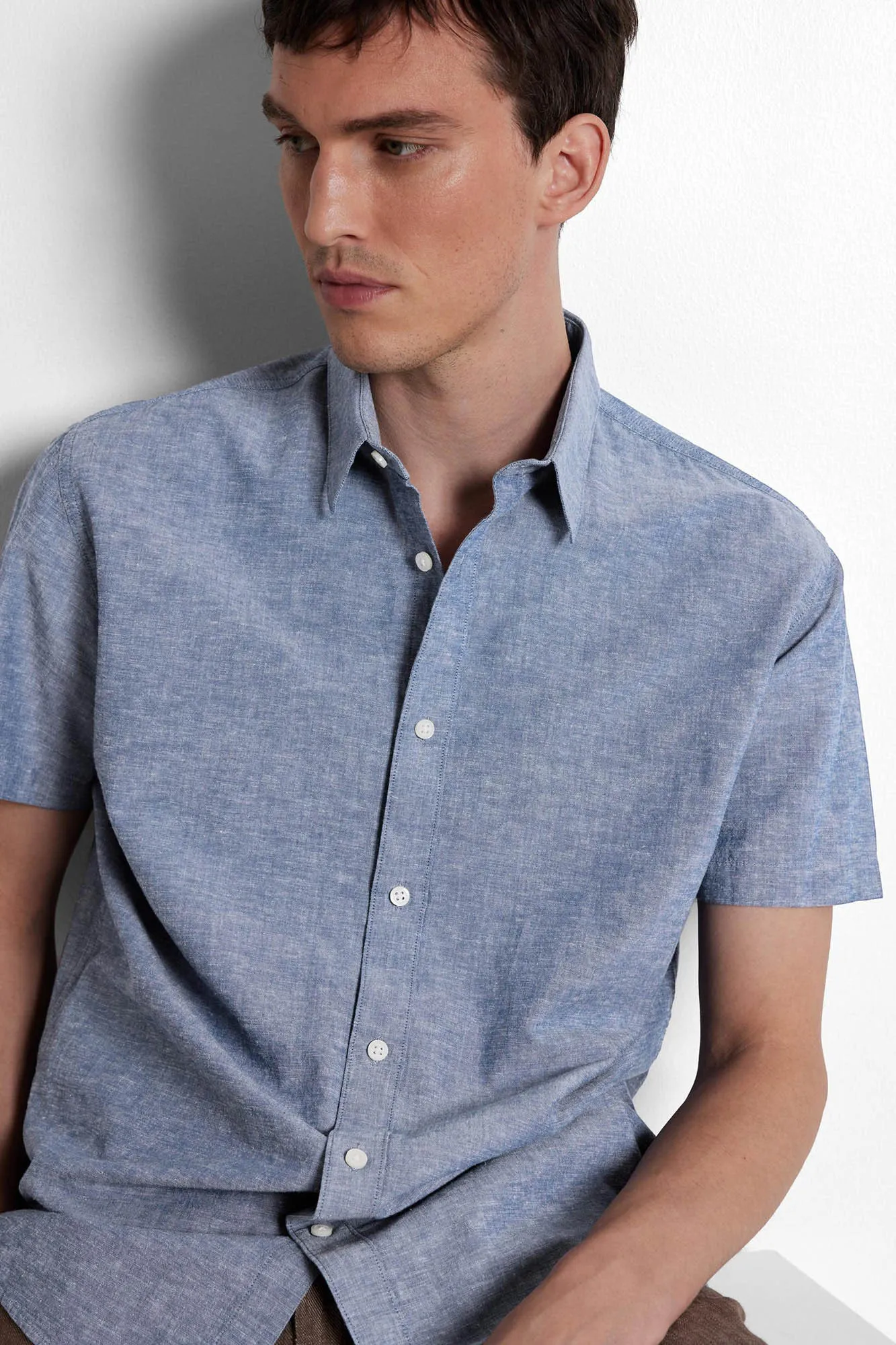 Selected Camisa de manga corta confeccionada con lino.