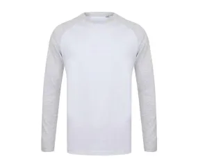 SF Men SF271 - Camiseta béisibol de manga larga - White / Heather Grey