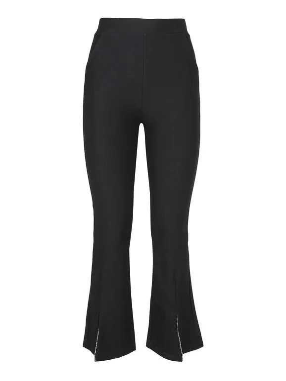 Solada Pantalón de campana push up de mujer con pedrería