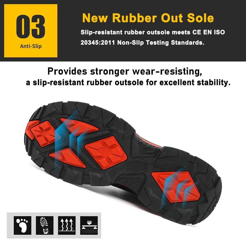 TM177 Zapatos de seguridad impermeables con punta compuesta de cuero de vaca negro para hombre