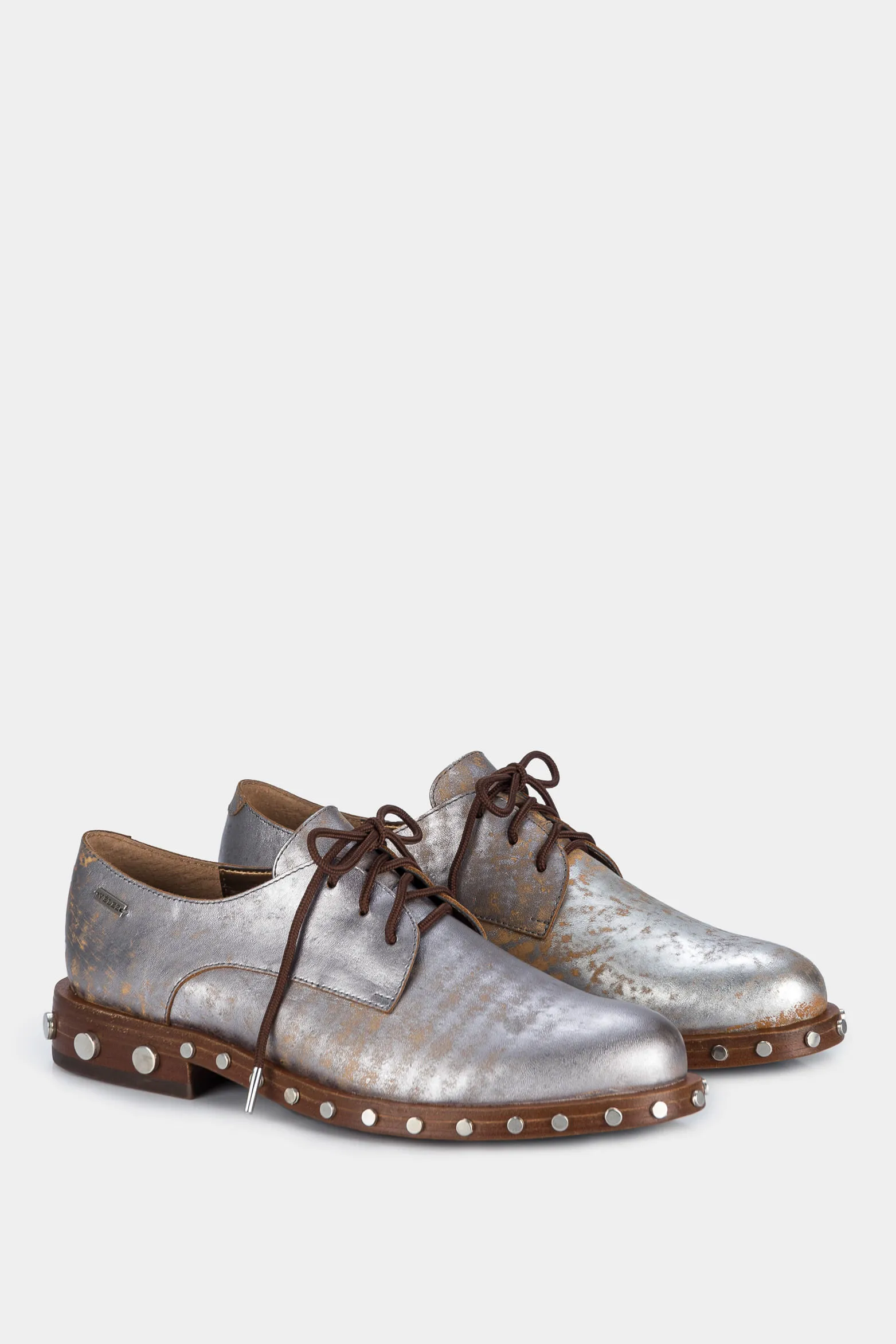 Zapatos cordón oxford de cuero folia para mujer detalle de taches